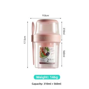 Portable Insulated Cup with Fork and Spoon