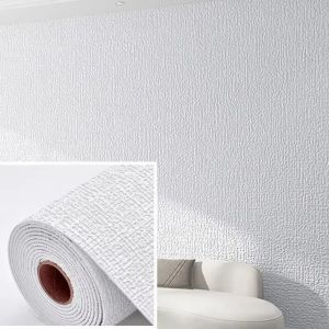 50cmX10m PVC Solid Color Thickened Wallpaper Linen 3D Foam Self-adhesive Waterproof Background Wall Renovation Wall Stickers