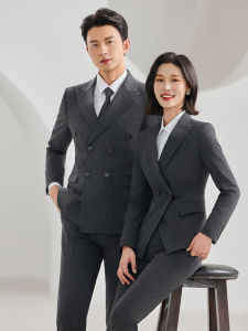 STARMAGNOLIA | Professional Workplace Striped Suit Gray