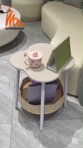 Side table Nordic Cream Style Coffee Table Bedside table Meja Kopi Living Room Bedroom Small Table With Storage Meja Kecil