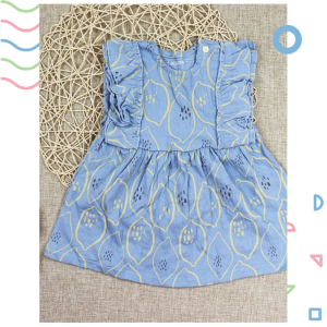 Đầm bé gái 9-24 tháng MAC & MOON cộc tay thun cotton váy đầm bé gái xuất dư