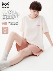 MiiOW | Bộ Đồ Ngủ Nữ Mùa Hè Cotton Modal Tay Ngắn Quần Ngắn Mềm Mại Đơn Giản