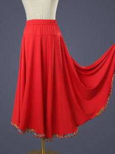 Square Dance Clothing New Arrival Large Swing Skirt Dancing Dress Ballroom Dance Dress Mid Length Long Length Golden Edge Milk Silk Skirt