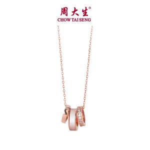 CTS S925 Silver Zircon Shell Rose Gold Small Waist Necklace CHOW TAI SENG 周大生 S1PC0789