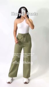 RFL Harper Pants for Women High Waist Wide Leg Plus Size Available Knitted Fabric Casual Office Lounge Wear