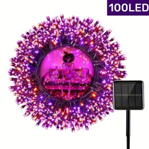 1pc 12M 100 LED Halloween Solar String Light Outdoor Garden Waterproof Horrible Lamp For Home Patio Yard Party Halloween Decor