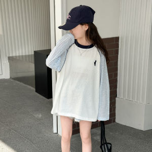 Girls Summer Lightweight Sun Protection T-Shirt White Air Conditioning Shirt Fashionable Design Breathable Material for Kids