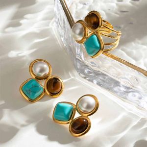 Loe | Natural Stone Earring for Women Stainless Steel Bohemia Jewelry France Charms Korean Fashion 2025