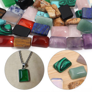 5Pcs 10mm Rectangle Natural Stone Flatback Beads Cabochon Loose Beads For Jewelry DIY Making Bracelet Accessories