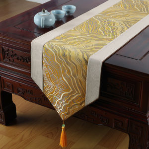 New Chinese Style Luxury Table Flag Tea Table Cloth Art Silk Long Strip Simple Modern TV Cabinet Cover Pad Home Decor