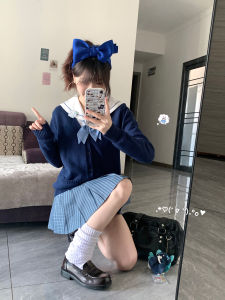 Áo Len Cardigan Dệt Kim Màu Trà JK College Style Dành Cho Nữ Áo Khoác Ngoài Mềm Mại Dài Tay Cổ Chữ V Màu Trơn Thường Ngày