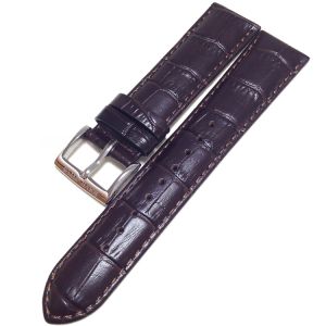 สายนาฬิกาหนังแท้ Solvil Et Titus ลายไม้ไผ่สีเข้ม 22 มม. หนาปานกลาง กลวงโลหะผสม ช่วงสายแบบติดแน่น สายรัดข้อมือสำหรับผู้ชาย