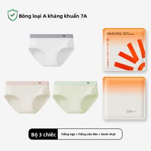Quần lót tam giác AIMO cho nữ  vải cotton nguyên chất kiểu cạp vừa thoáng khí kháng khuẩn
