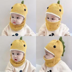 หมวกเด็กหมวกแบบชิ้นเดียวมีผ้าพันคอสำหรับฤดูใบไม้ร่วงและฤดูหนาวหมวกไหมพรมถักสำหรับทารกน่ารักสุดๆสำหรับเด็กบุขนเพิ่มความหนากันหนาว
