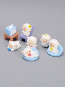 Adorable Miniature Plush Sheep Dolls Cartoon Animal Models Decorative Toys for Role Play Simulation Collectible Figures