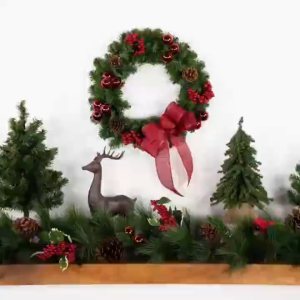 Christmas Green Garland White Garland Plain Thick Xmas Decor 2025 for Home Party Holiday Decoration