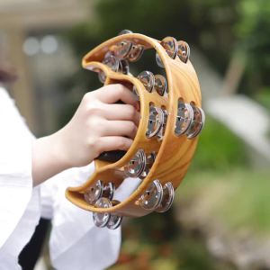 IRIN | Orff Tambourine Hand Rattle Double Rows Handbell Childrens Music Enlightenment Musical Educational Gifts Percussion Instruments
