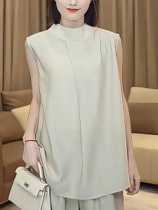 QINGNAER | French Luxury Style Breathable Sleeveless Shirt