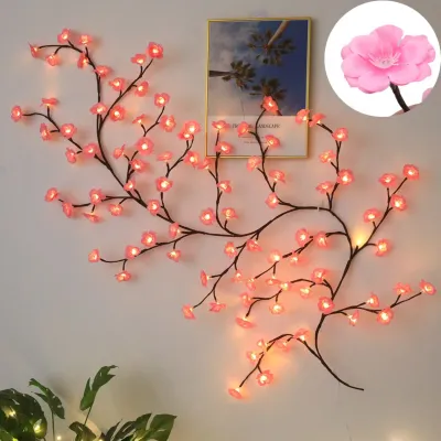 Cherry LED Tree Branch Lights 8 Modes USB Powered Cherry Blossom Branch Decoration Night Lights for Indoor Home Walls and Doors