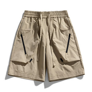 Quần Short Công Sở Ống Đứng Rộng Rãi Nhiều Túi Phong Cách Đường Phố Tối Màu Mùa Hè Quần Short Nam Quần Dài Thường Ngày