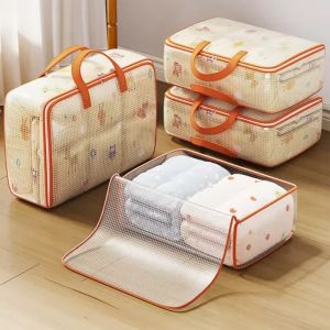 Foldable Storage Bag PVC Waterproof Transparent Move Storage Bag Large Capacity Household Clothes Quilt Storage Bag Organization