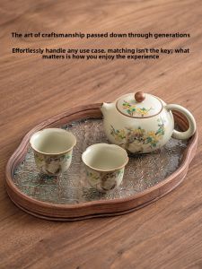 JISU | Bộ Đồ Pha Trà Gia Đình với ấm Chén Men Celadon Truyền Thống