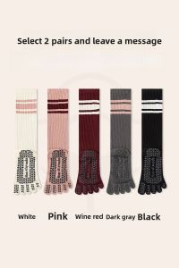 JINGCHI | Pure Cotton Yoga Socks Womens Long Tube Pilates Anti-slip Pressure Leggings Sport Separate Toe Socks Candy Color Striped High Tub