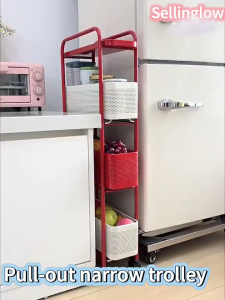 5-Tier Wheeled Storage Trolley with 360° Sliding Function - Space-Saving Organizer for Kitchens and Bedrooms
