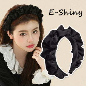 Korean Style Wide Pleated Headband for Women Fashion Solid Color Satin Fabric Smooth Hair Hoop Retro Headwear Hair Accessories