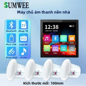 Màn Hình Cảm Ứng Mini 4 Inch Bộ Khuếch Đại Âm Thanh Bluetooth Gắn Tường 4*25W Bảng Điều Khiển Âm Nhạc Stereo Hệ Thống Âm Thanh Gia Đình Tương Thích Với Loa Âm Trần 8Ω