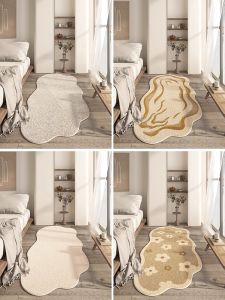 Japanese Wabi-Sabi Style Irregular Long Cloud Shaped Bedroom Carpet Minimalist Luxury High End Feeling Area Rug Customizable