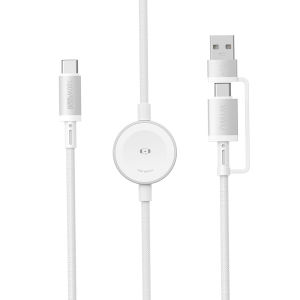 WIWU 2 in 1 Fast Charging Cable for Apple Watch Charger& iPhone 17 16 15 14 13 Charger USB A&C Multi Charging Cable Nylon Braided Cord for Apple Watch iPhone
