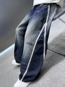 Straight Leg Cut Jeans for 5-16years old Kids Boy New Maong Pants Teens Boys Loose Jeans Denim Baggy Pants Wide Leg Jeans Fashion Embroidered Trend Casual Pants [Hot Sale Manila]
