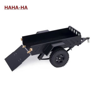 Aluminum Alloy Utility Trailer Car with Hitch for TRX4M 1/18 1/24 RC Crawler SCX24 Defender Bronco K10 Upgrade Parts
