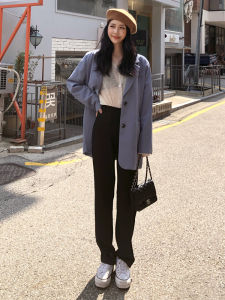 High Waist Wide Leg Pants Womens Casual Suiting Black Loose Fitting Spring Summer Autumn Straight Cut Long Trousers