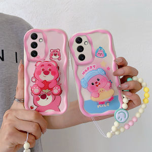 Fashionable Cute Womens 5G Phone Case Galaxy A33 A34 Silicone Protective Cover Simple Ins Style Student Bracelet Holder Stand