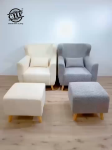 CHF Comfort Arm Chair + Stool /Lazy Sofa Armchair /1SEATER SOFA/舒适休闲椅-BEIGE/GREY(SL4006)