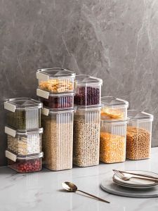 【Woody】 Food Storage Container Plastic Kitchen Refrigerator Multigrain Storage Tank Transparent Sealed Cans Herb Tea Plastic