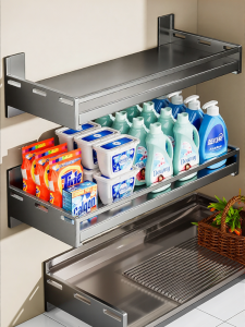 BW | No-Drill Wall-Mounted Storage Rack for Balcony Washer Bathroom Stainless Steel Organizer Shelf Fixed Structure Personal Care Supplies