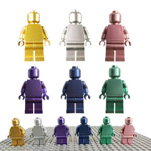 DIY Imitation Alloy Electroplating Gold Silver Man Bulk Doll Compatible 9686 Wedo 2.0 Ev3 Education Building Blocks Bricks Toys