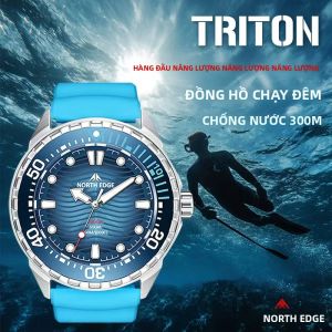 Đồng Hồ Lặn Năng Lượng Mặt Trời Bằng Thép Không Gỉ Chống Nước Mạ Vàng Chức Năng Bấm Giờ Đeo Tay Ngoài Trời Vòng Xoay Thời Lượng Pin Dài