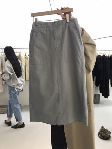 กระโปรงทรงเอสีเทาสำหรับผู้หญิงไซส์ใหญ่ ทรงเข้ารูป ทรงเอ กระโปรงสั้น ฤดูร้อน 2023 ทรงเข้ารูป สไตล์เกาหลี