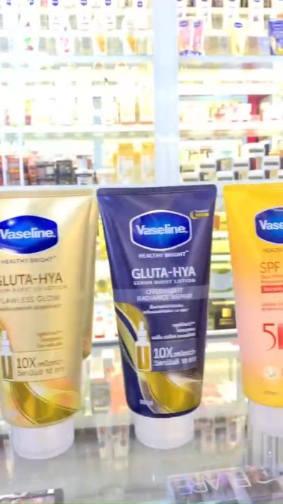DƯỠNG THỂ TRẮNG DA VASELINE HEALTHY BRIGHT GLUTA-HYA SERUM BURST UV LOTION 4 màu-Vàng-Hồng-Xanh-Vàng 50x