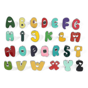 Cartoon 26 English Alphabet Shape Brooch Cute Metal Enamel Badge Clothing Backpack Lapel Pin Jewelry Accessories Gift