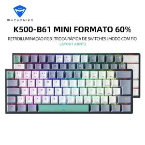 Machenike K500-B61 Mini Bàn phím cơ khí 60% abnt2 bố trí RGB đèn nền hot-swappable NKRO có dây chơi Game bàn phím cho PC Gamer