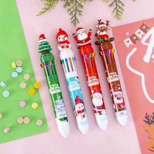 Creative Cartoon Christmas Reindeer Ten Colors Gel Pen Colorful Doodle Journaling Pen Christmas Prize Gift
