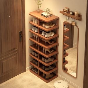 Sturdy Multi-layer Shoe Rack for Renters Entrance Home Use Small Narrow Storage Cabinet Indoor Shoes Organizer PVC Material