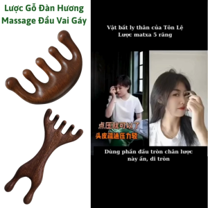 Lược Gỗ Đàn Hương Massage Da Đầu Vai Gáy Mặt gỗ tự nhiên .
