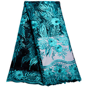 2025 แอฟริกันตาข่ายเลื่อมลูกไม้ผ้า 5 หลาคุณภาพสูงภาษาฝรั่งเศสคําลูกไม้TulleไนจีเรียLuxury Sequinsผ้าสําหรับชุดปาร์ตี้สตรี