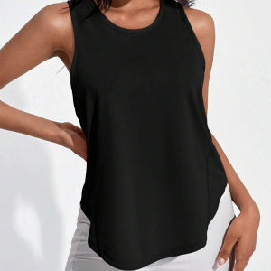 Womens Black Quick Drying Sports Vest Casual Breathable Soft Summer Sleeveless Gym Outdoor Fitness Wear Womans Tank Shirts